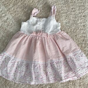 Blueberi Boulevard Pink and White Kids Dress